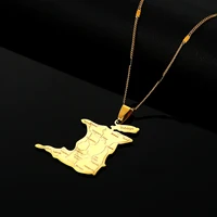 Gold Color Stainless Steel Trinidad And Tobago Map Pendant Necklace For Women Men Girls Silver Neck Chain Jewelry 2