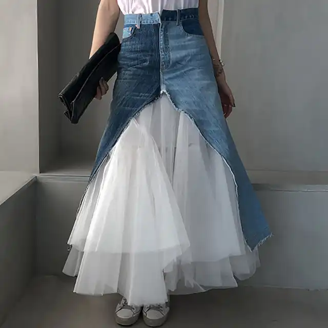 jean skirt with tutu