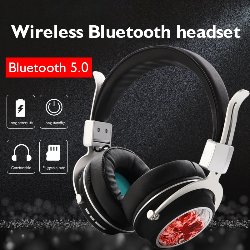 Беспроводные Bluetooth наушники, гарнитура для компьютера с микрофоном HD, внешние наушники, 3D стерео складные наушники
