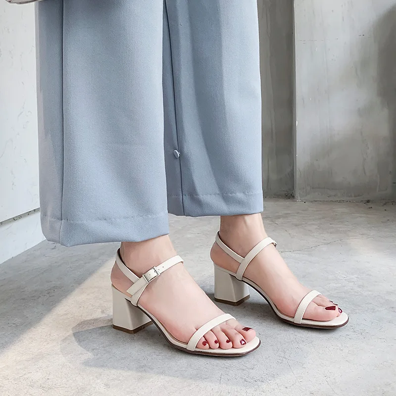 

What A- line with Sandals Women's 2019 New Style Korean-style Fairy-Style Chunky High Heel Shoes Versitile Fashion Summer WOMEN'