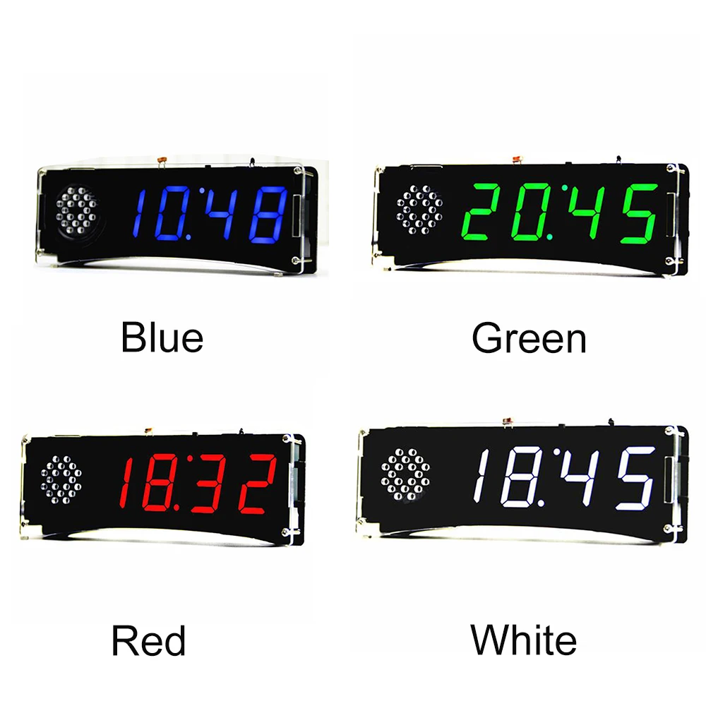 Электронные часы DIY KIT светодиодный микро контроль Лер комплект цифровые часы время светильник контроль температуры термометр красный/синий/зеленый/белый