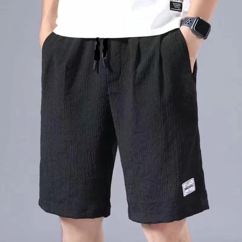 2021 Summer Shorts Men's Ice Silk Breathable Loose Sweatpants Male Solid Color Drawstring Printed Casual Shorts casual shorts for men