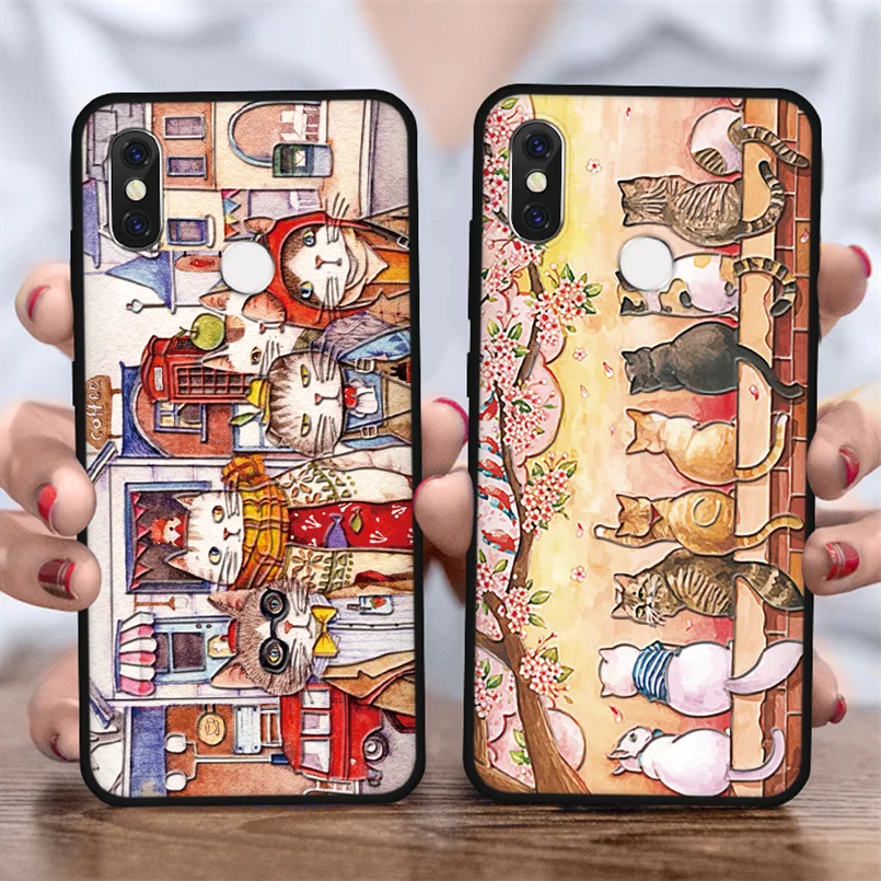 3D Emboss ТПУ Cute Cat чехол для Xiaomi редми Примечание 8 9 Pro 7 5 6 8Т 7А 8А Mi A3 A1 A2 5X Ми 10 Lite 9Т F1 CC9