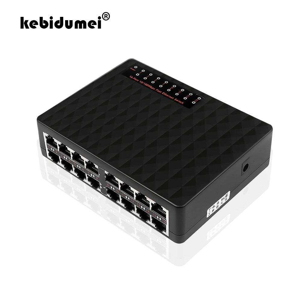 kebidumei Ethernet Switch 10/100 Mpbs 16Port Network Switches LAN RJ45 Vlan Hub Desktop PC Switcher | Компьютеры и офис