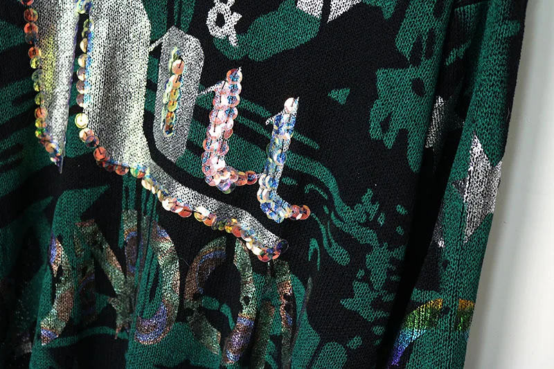 Панк Рок Джемперы Новинка Весна черный негабаритный длинный рукав свободного кроя с золотым принтом пуловер женские модные свитера LT975S30