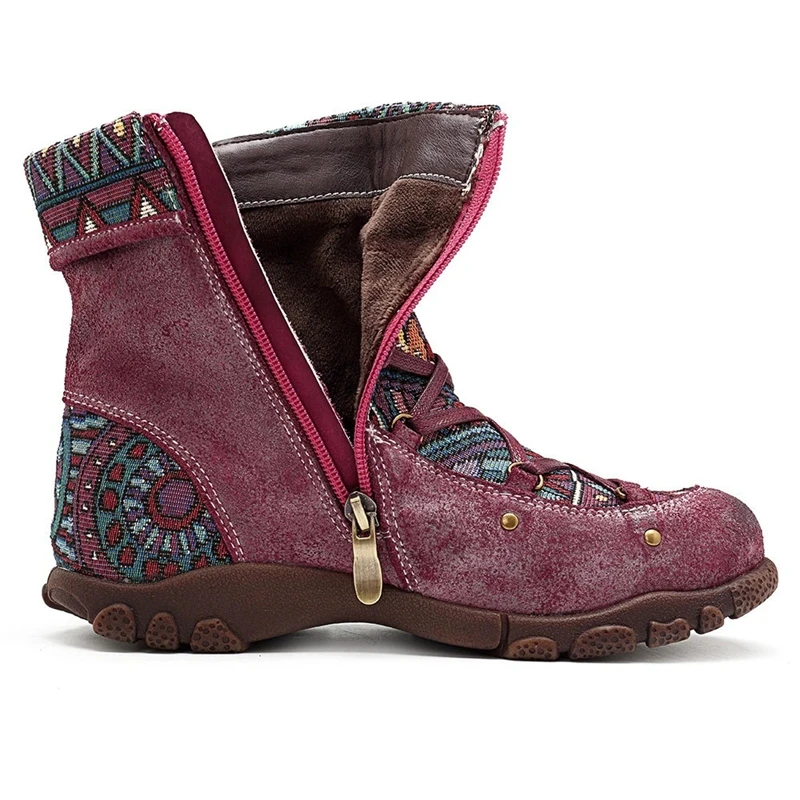 Женские ботинки в богемном стиле с вышивкой; сезон осень-зима; женские ботильоны с круглым носком; женские повседневные теплые ботинки на шнуровке
