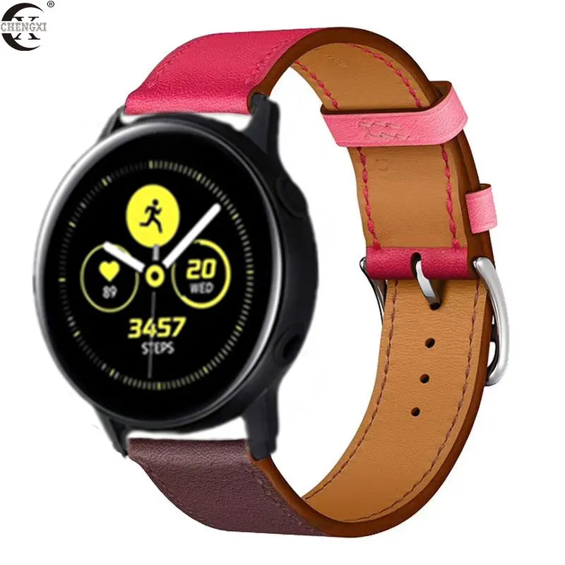 Ремешок для samsung gear S2 S3 Classic Frontier Galaxy Watch кожаный 22 мм 20 мм huawei GT 2 42 мм 46 мм ремешок Huami Amazfit Bip woman - Цвет ремешка: wine rose