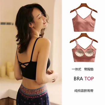

Beauty Back Navel Bra Small Hanging Cup Female One-piece Base Underwear U-Shaped Online Celebrity Hot Selling Push up Tube Top U