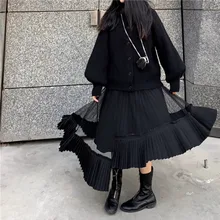 SHENGPALAE/Новинка года; сезон весна; модная Однотонная юбка подчеркивающая индивидуальность плиссированная юбка с неровной сеткой и строчкой юбка с высокой талией; ZA2405