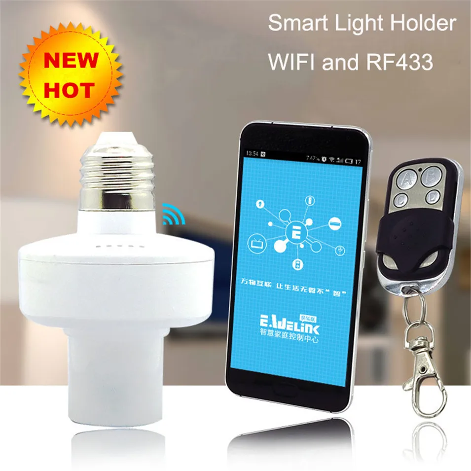 Sonoff Slampher e27 Универсальный WiFi светильник, лампочка, держатель RF 433 МГц, беспроводной контрольный светильник, держатель, Умный домашний переключатель, управление приложением