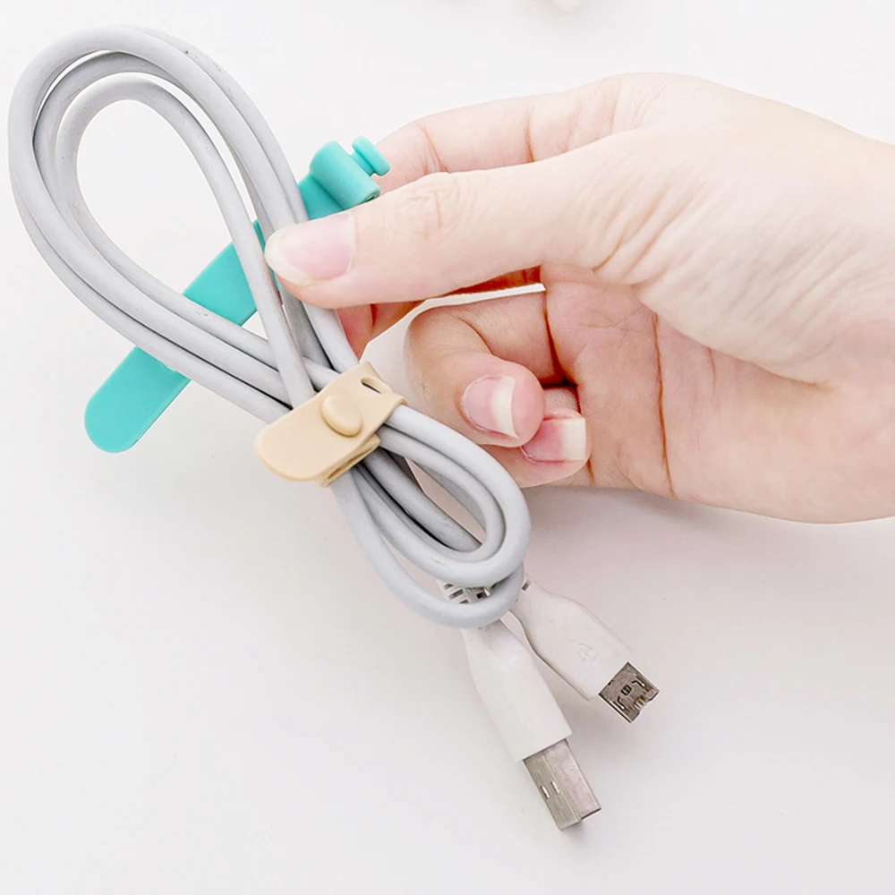 4 шт./лот сплошной цвет силиконовый Кабельный органайзер USB устройство для сматывания кабеля провод держатель линии передачи данных Органайзер проводов для наушников фиксатор