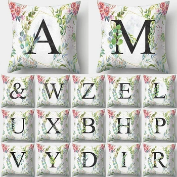 

Flower Leaves Letter Print Decorative Cushions Pillowcase Polyester Cushion Cover Throw Pillow Sofa Decoration Pillowcover 40916