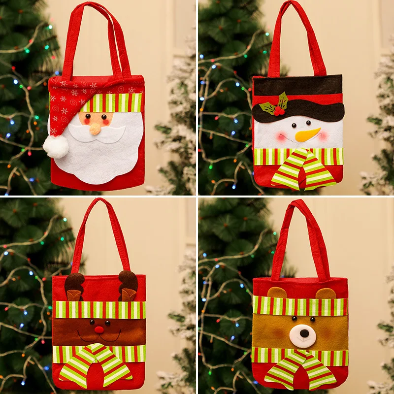 4pcs Christmas Elk Santa Tote Apple Bag Gift Eve Non-woven | Багаж и сумки