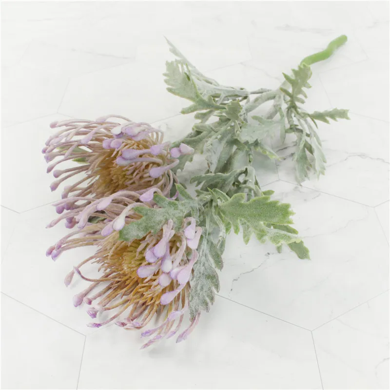 Vibrant Flocked Leucospermum Artificial Flowers