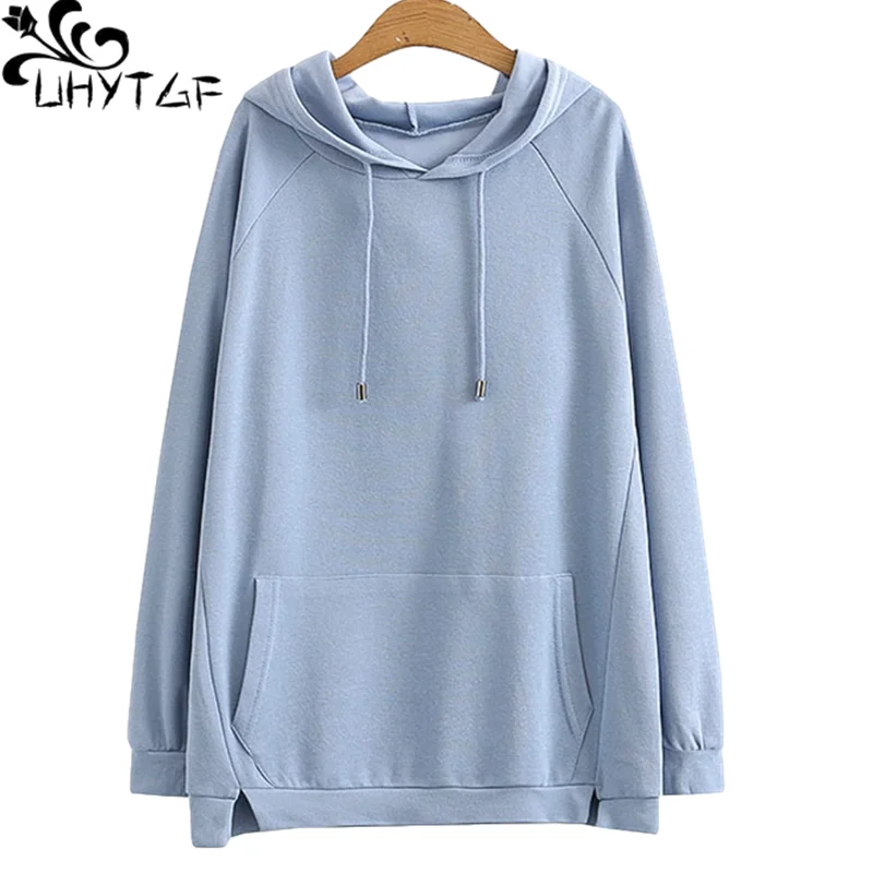 

UHYTGF Cute Girl Spring Sweatshirt Long Sleeve Pullover Casual Women 4XL Loose Size Top Jacket Korean Oversized Hoodie Coat1517