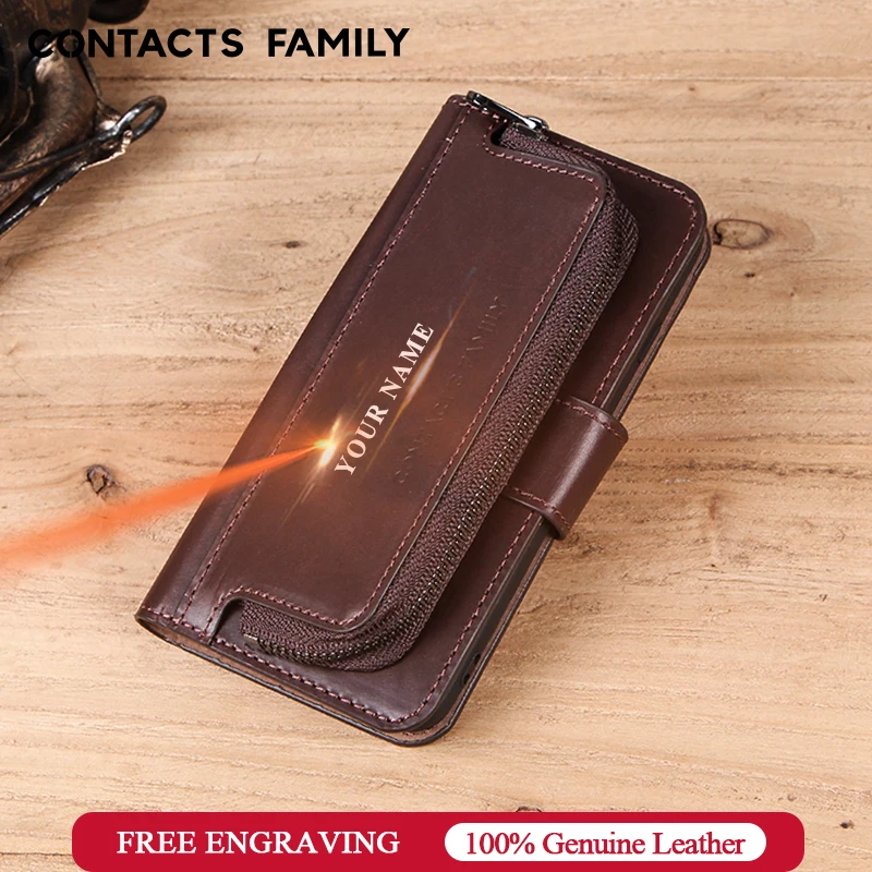 

Luxurary Crazy Horse Genuine Leather Flip Case For iPhone 7 8 Case Luxury Card Holder Cover For iPhon 7 8 With Coin Pouch Phone Case