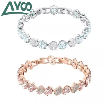 

AYOO High Quality New Vintage Lucky Mixed Bracelet Light Blue Crystal Fashion Women Bracelet