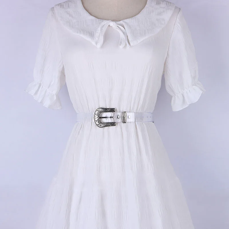 

Vintage Buckle Women Belt Casual Transparent Pvc Punk Female Waist Strap White Color Belts Fashion Jeans Belt