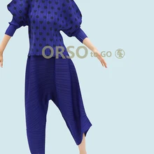 Модная плиссированная эластичная Короткая свободная футболка с круглым вырезом и 7 точками на рукавах