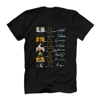 

Star Wars main characters signatures Black T-shirt S-3XL 2019 Man's Short Tee