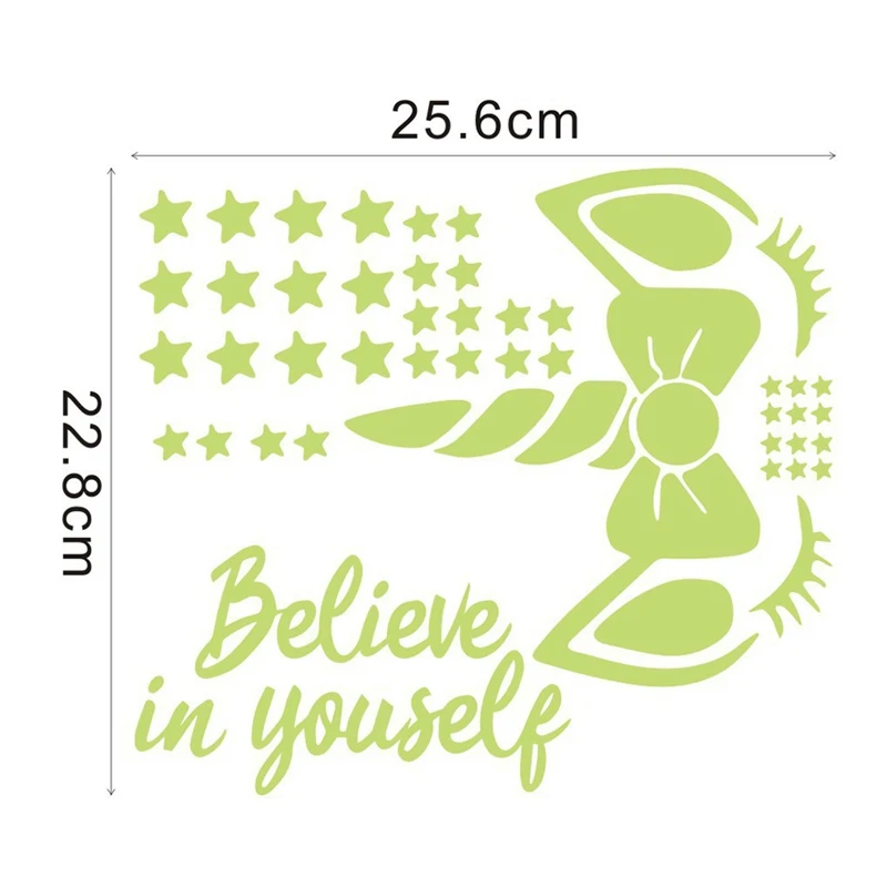 Belive In Yourself Luminous Stickers Cartoon Unicorn Horse Living Room Bedroom Bathroom Fluorescent Wall Sticker Gift For Kids