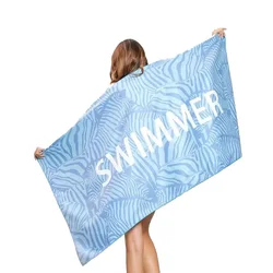 Microfiber Custom Logo Printing Super Absorbent Quick Dry Beach Towel Striped Swimming San Free For Sport