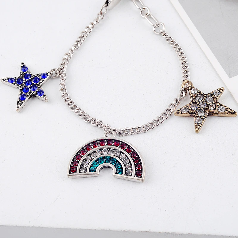 Романтический этнический серебряный цвет кристалл звезда браслет для женщин ручной работы подарок на свидание ювелирные изделия