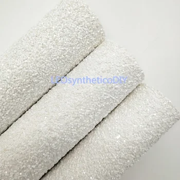 

Snow White Chunky Glitter Leather Fabric for DIY P1478