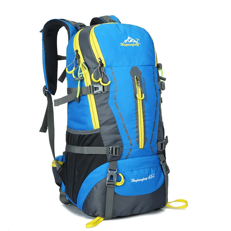 45L водонепроницаемый походный рюкзак, мужские треккинговые дорожные рюкзаки для женщин, спортивная сумка, сумки для альпинизма, походная сумка - Цвет: blue