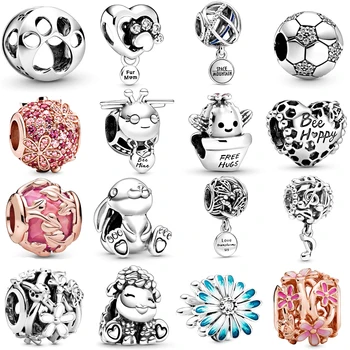 

NEW 2020 100% 925 Sterling Silver Spring Collection Paw Print & Heart Charm Fit Diy Women Original Bracelet Fashion Jewelry Gift