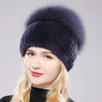 2026 New Style Women Real Genuine Fox Fur Beanies Hat Girls Natural Real Rex Rabbit Fur Skullies Cap Knit Winter Real Fur Hats 5