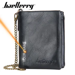 2024 New Customized Men Wallets Chain Zipper High Quality Short 10 Card Holders Male Purse Coin Holder Wallets For Boy