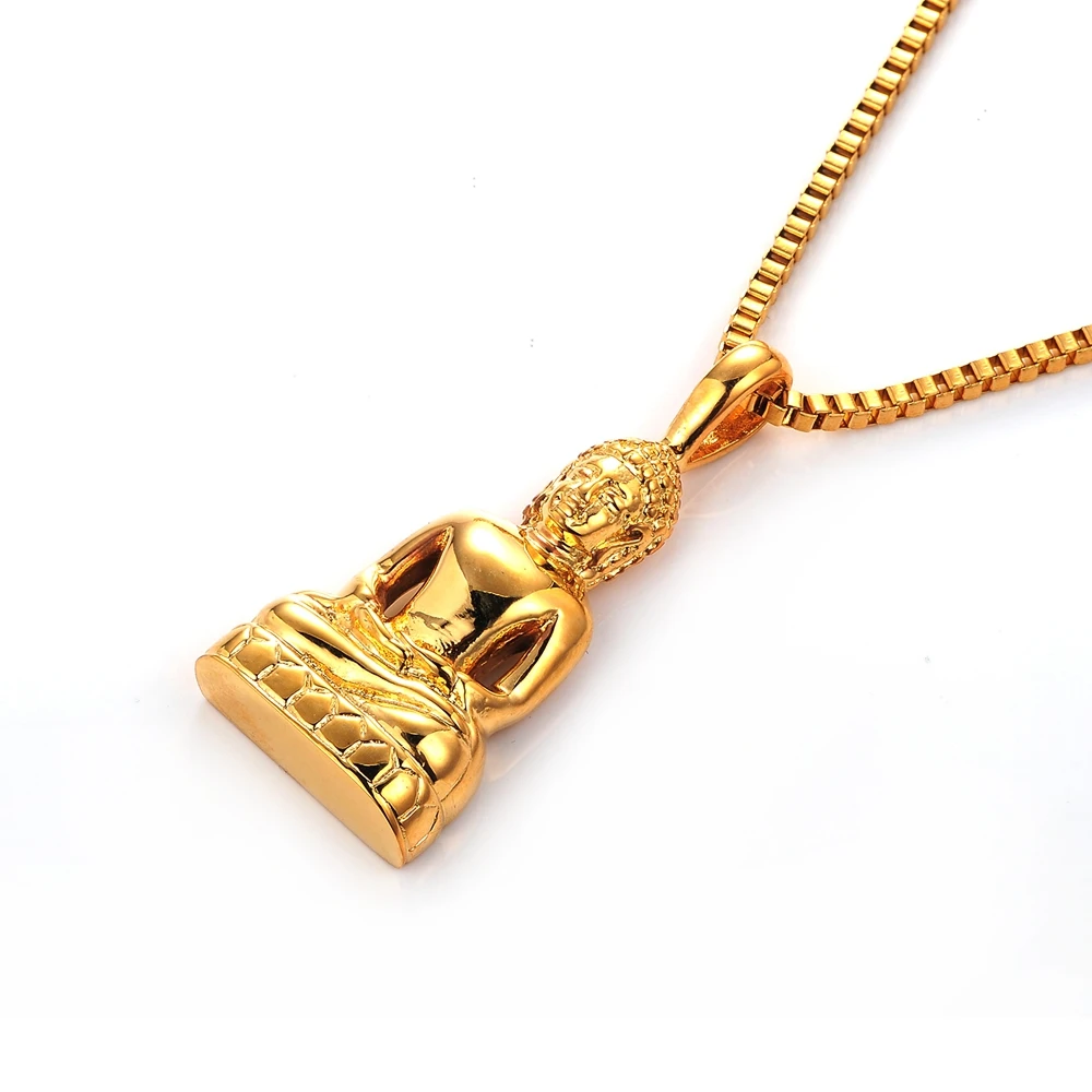 SDA Retro Buddha Pendant Men's Necklace Accessory Stainless Steel With Gold Plating Chinese Style