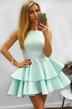 

Simple Design Sweet Dresses Tiered A-line Short Homing Party Dress