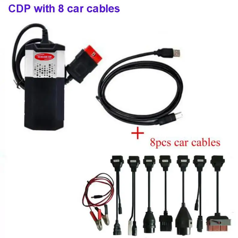VCI с Bluetooth для delphis autocoms VD DS150E CDP vd TCS PRO Plus. R0 OBD2 автомобили Грузовики Диагностика+ 8 шт. автомобильные кабели - Цвет: usb with car cables