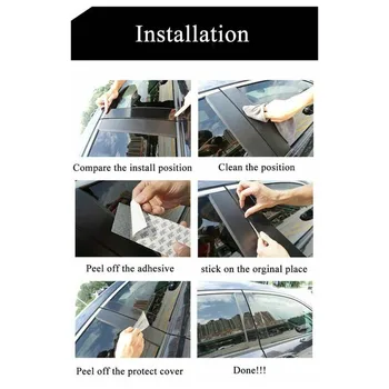

6pcs Glossy Black Window Pillar Door Window Pillar Posts Cover Trim UV Coating Car External Decortaion For Honda Civic 10th