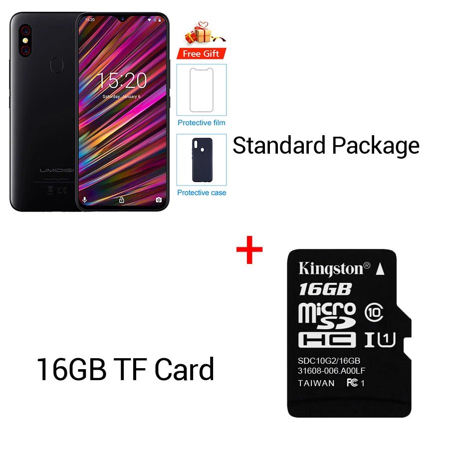 UMIDIGI F1 Play Android 9,0 камера 48 Мп+ 8 Мп+ 16 МП 5150 мАч 6 ГБ ОЗУ 64 Гб ПЗУ 6," FHD+ Helio P60 глобальная версия смартфон двойной 4G - Цвет: Black n 16GTF Card
