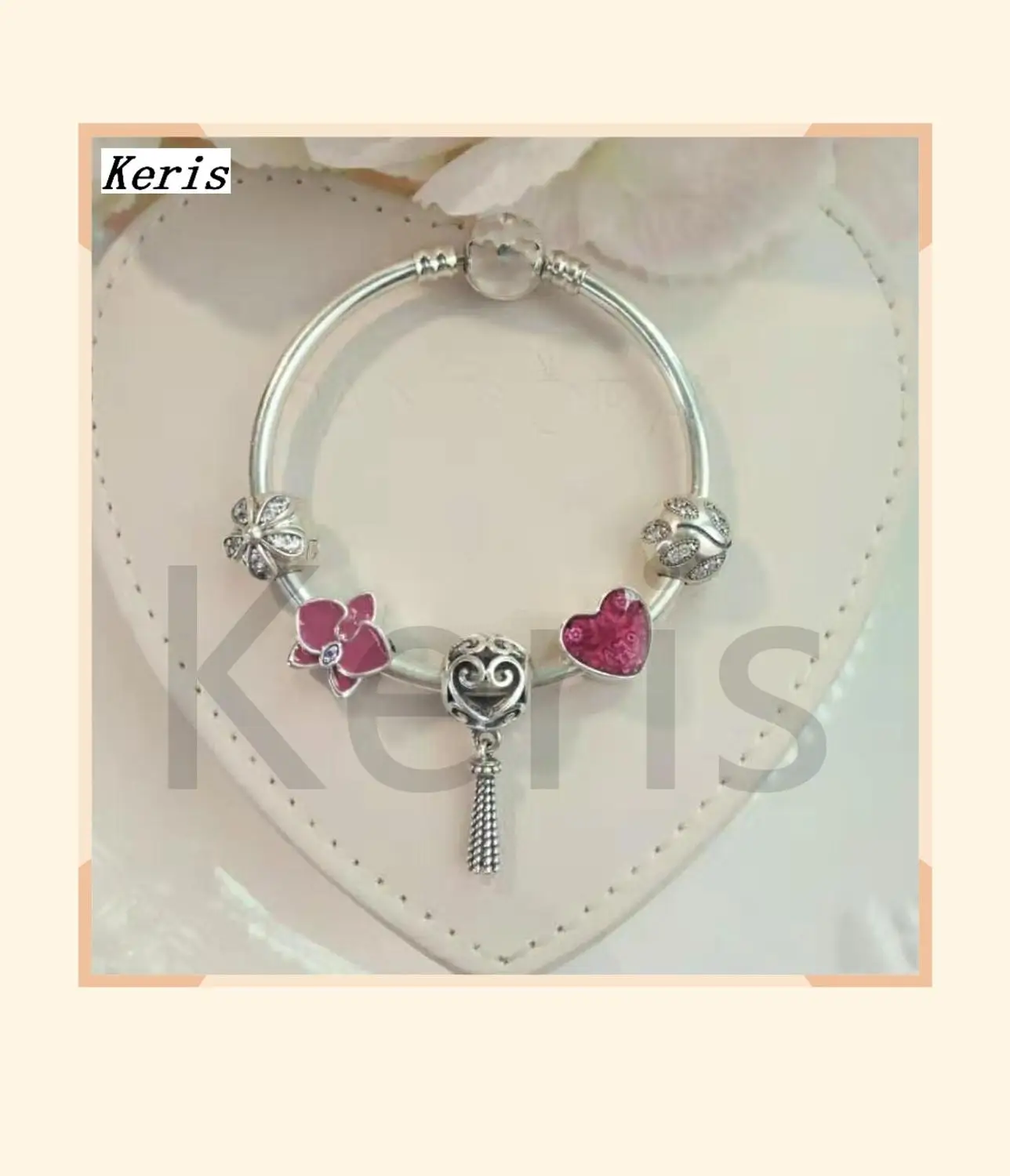 

High Quality Original 1:1 100% Silver New Rose Charm Bracelet Free Delivery