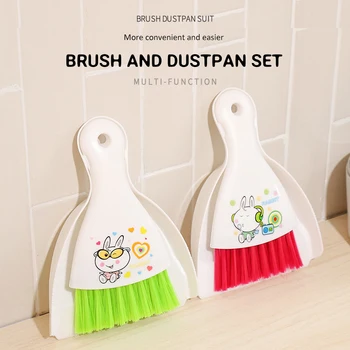

2 Mini Broom Keyboard Cleaning Brush Small Broom With Dustpan Set Computer Debris Brush Multi-function Hanging Desk Dustpan Set