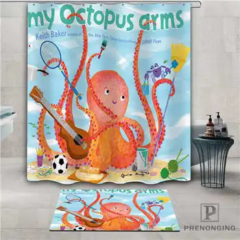 

Custom Cute-Octopus (1) Waterproof Shower Curtain Doormat Home Bath Bathroom Polyester Fabric Multi Sizes#2019-1-05-57