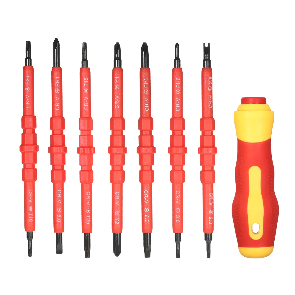 

7 in 1 1000V Changeable Insulated Screwdrivers Set with Magnetic Phillips and Slotted Bits Electrician Repair Tools Kit
