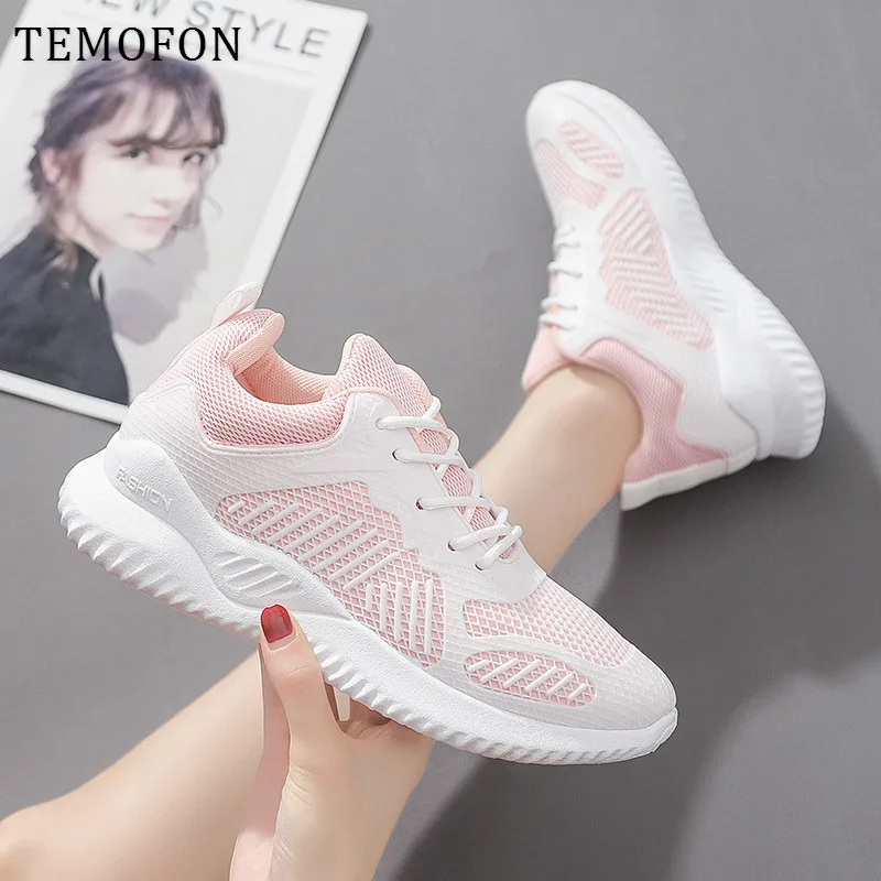Женские повседневные кроссовки TEMOFON спортивная обувь на шнуровке дышащие
