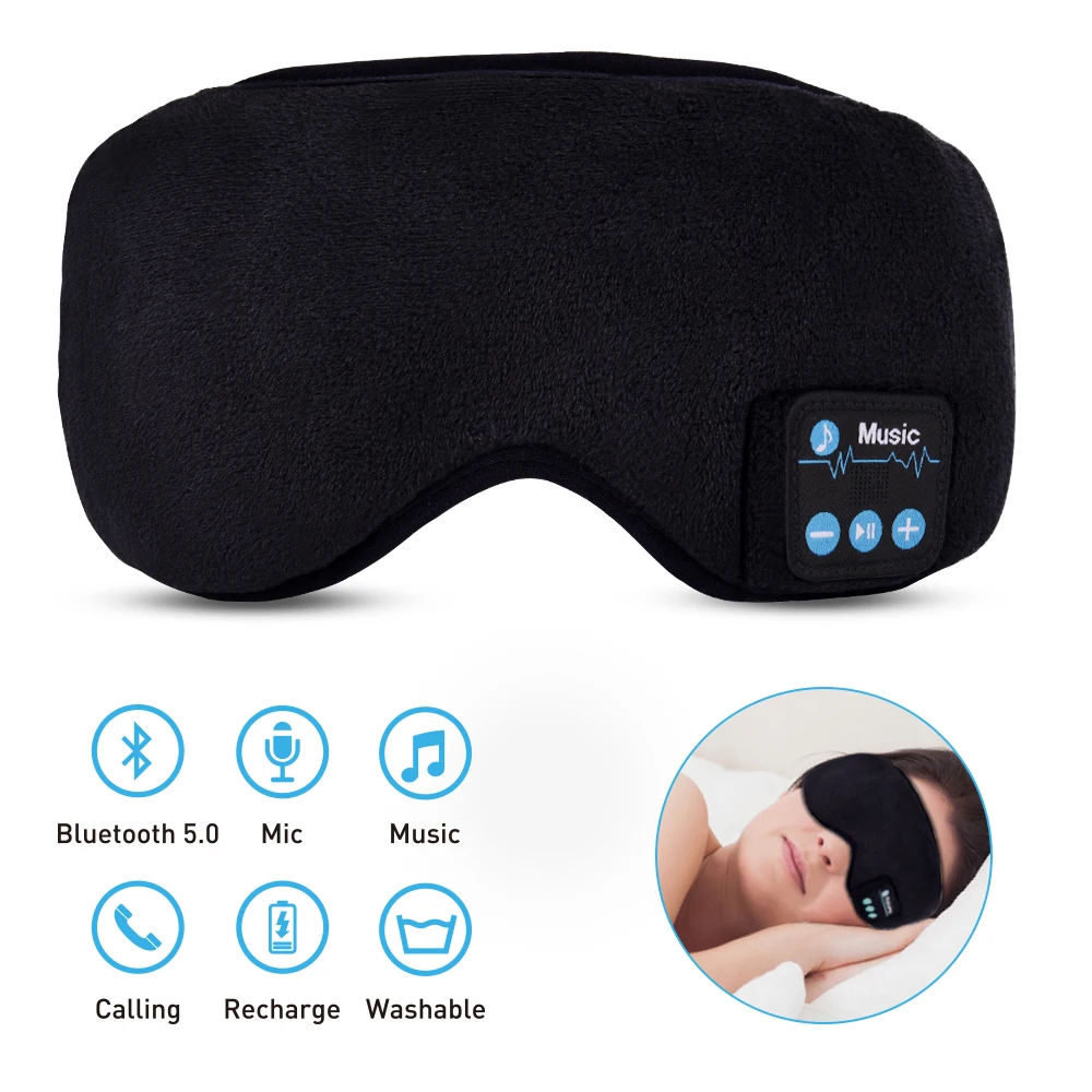 

2019 Wireless Bluetooth Stereo Earphone Sleeping Eye Mask Washable Adjust Hand Free Relief Stress Improve Sleep Eye Relaxation