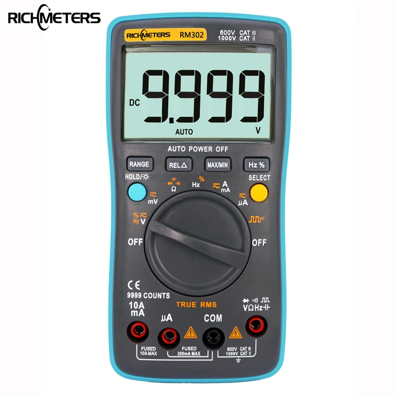RICHMETERS RM302 Цифровой мультиметр 9999 отсчетов True RMS квадратная волна тест инструмент