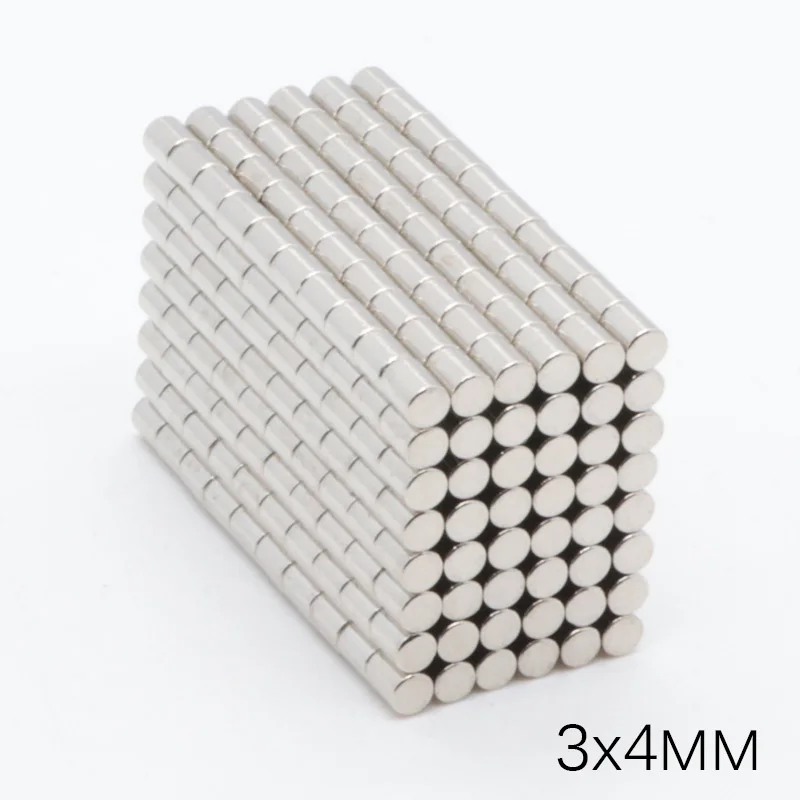 1000 шт 3x4 мм Мини неодимовый магнит диск 3 x 4 NdFeB постоянный маленький круглый супер