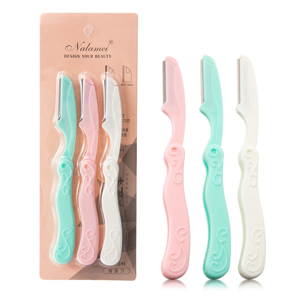 3Pcs/Set Foldable Facial Eyebrow Trimmer Armpit Hair Razor Beauty Face Eye Brow Shaper Shaver Stainless Steel Blades Makeup Tool