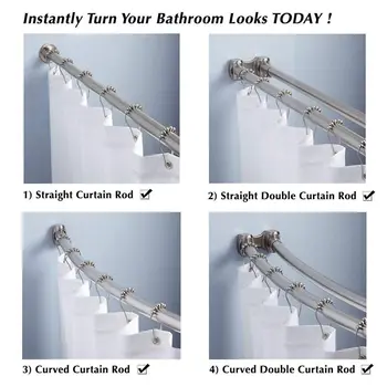 

Easy Install Rustproof Shower Curtain Hooks Frictionless Stainless Steel - Easy Glide Shower Rings for Shower Curtains Rods Poli