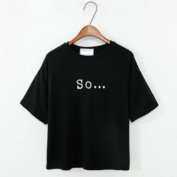

HziriP 2020 Summer Style Women's T Shirt Women Tops Loose Embroidered Letters Cotton Short Sleeve T-shirt Female T Shirts