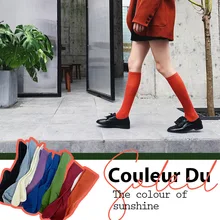 Новинка года; носки до колена; женские хлопковые однотонные носки; сезон осень-зима; модные комбинированные уличные Гольфы; Femme