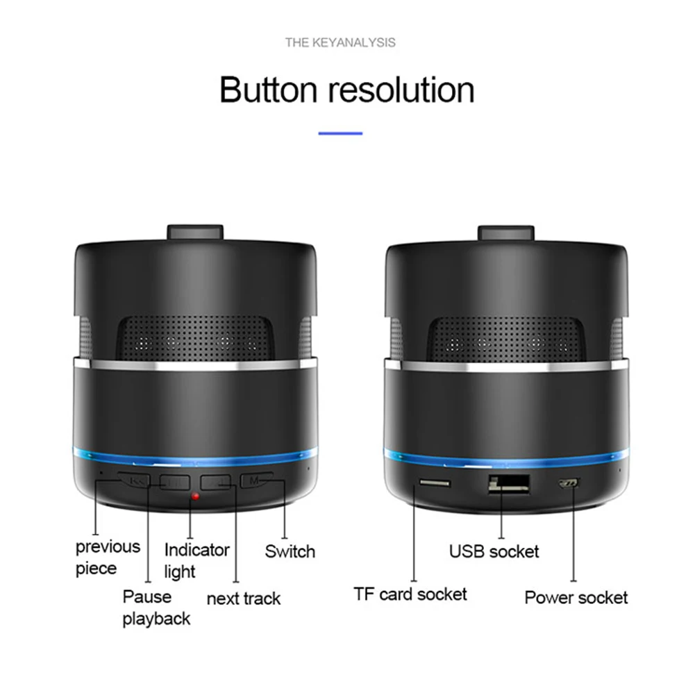 Кнопочный сенсорный HiFi стерео подарок Bluetooth динамик Многофункциональный портативный объемный звук без потерь Поддержка TF карта Питание от батареи